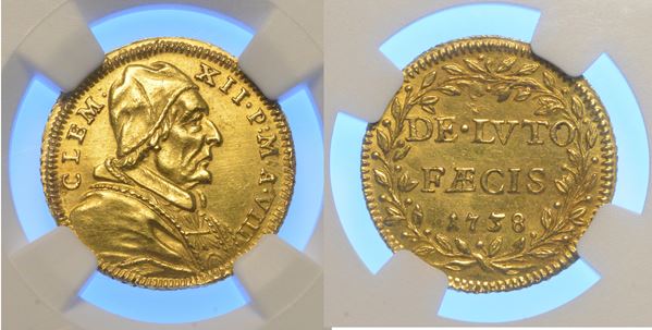 STATO PONTIFICIO. CLEMENTE XII, 1730-1740. Scudo d'oro 1738/A. VIII.