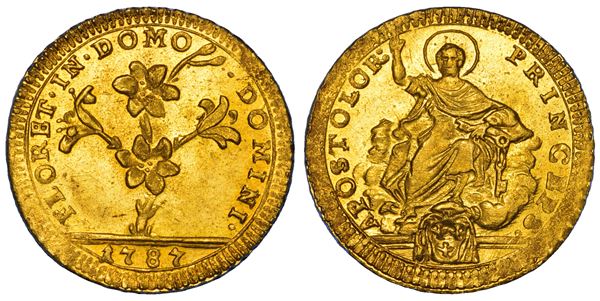 STATO PONTIFICIO. PIO VI (Giannangelo Braschi), 1775-1799. Doppia romana 1787. Roma.