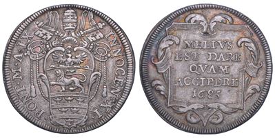 Innocenzo XI, Testone del 1685, Stato Pontificio