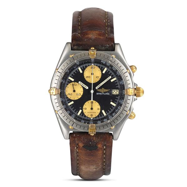 Chronomat ref. 81950 in acciaio, quadrante blu con contatori champagne e datario al tre, carica automatica, 39 mm, con scatola originale