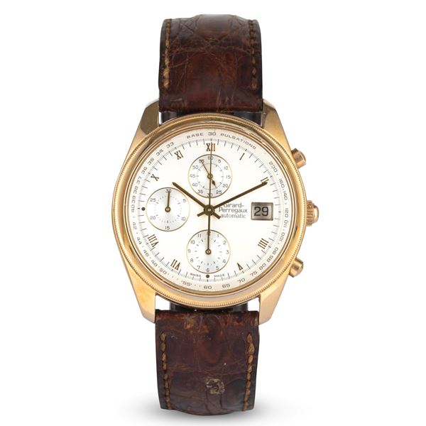 Girard - Perregaux - Chronograph Olimpico ref. GP 4900 4910 in oro giallo 18k, quadrante argentè con numeri romani e datario al tre, carica automatica, 38 mm, con scatola originale