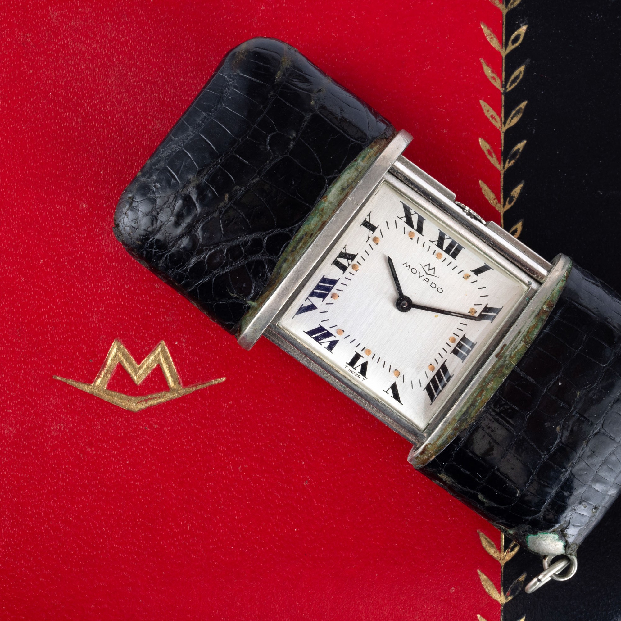 Movado - Orologio da viaggio con quadrante silver satinato e carica manuale a cremagliera