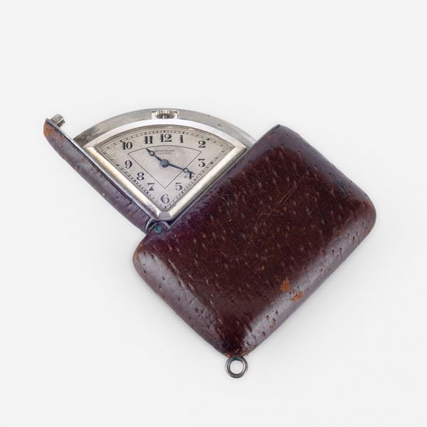 Henri Blanc - Orologio da borsetta in argento, quadrante triangolare argentè con lancette Breguet 37x50 mm (chiuso)