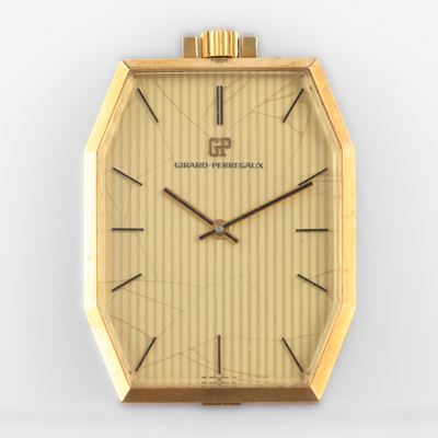 Girard-Perregaux, Orologio da tasca ottagonale in oro giallo 18k con quadrante champagne tapestry