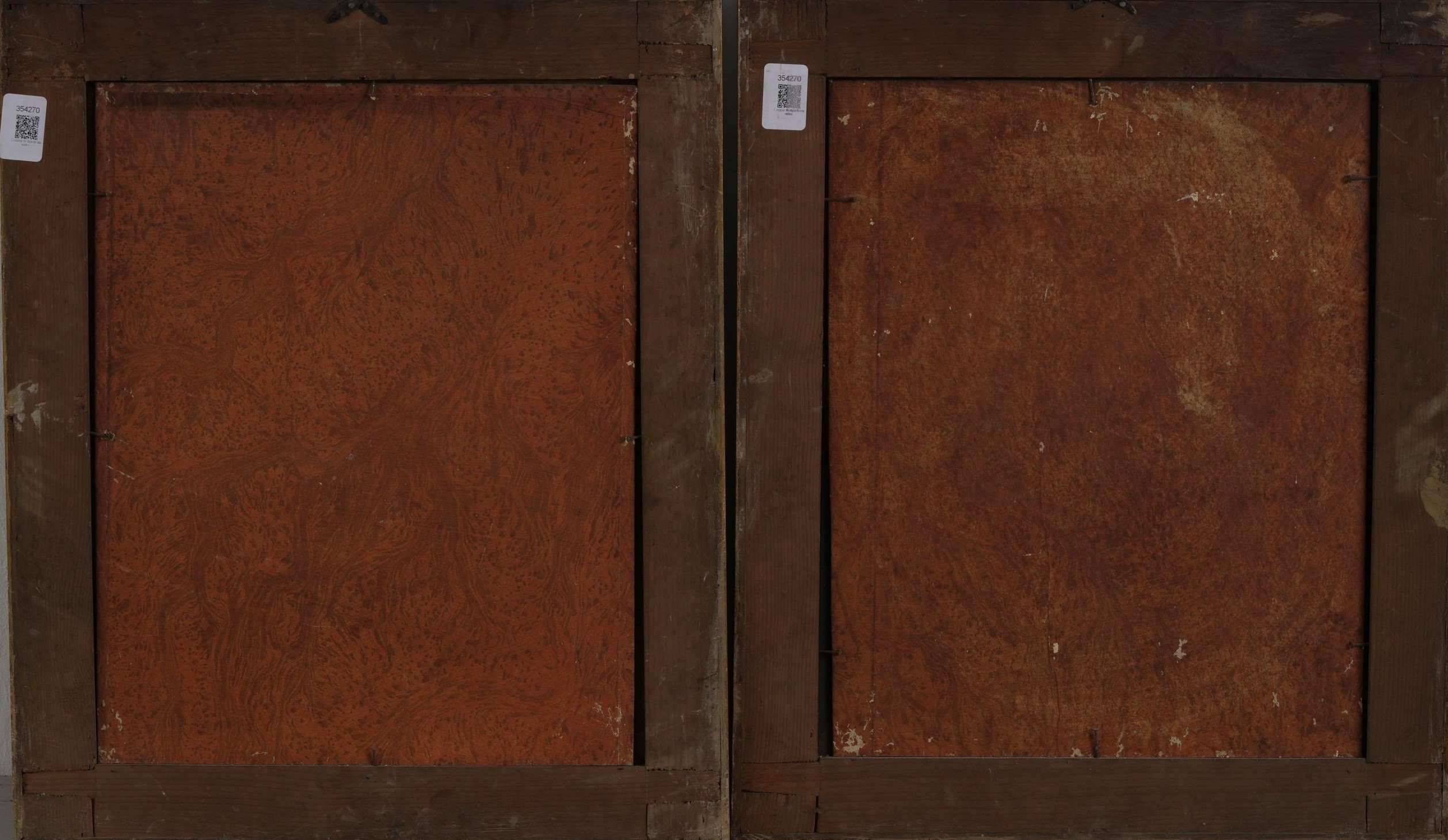 Scuola veneta del XVIII secolo, Coppia di ritratti di popolani, olio su vetro