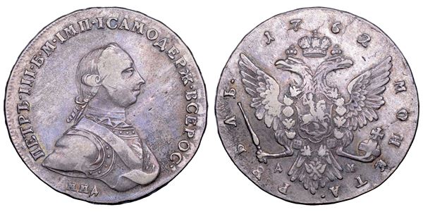 RUSSIA. PETR III, gennaio-luglio 1762. Rublo 1762.