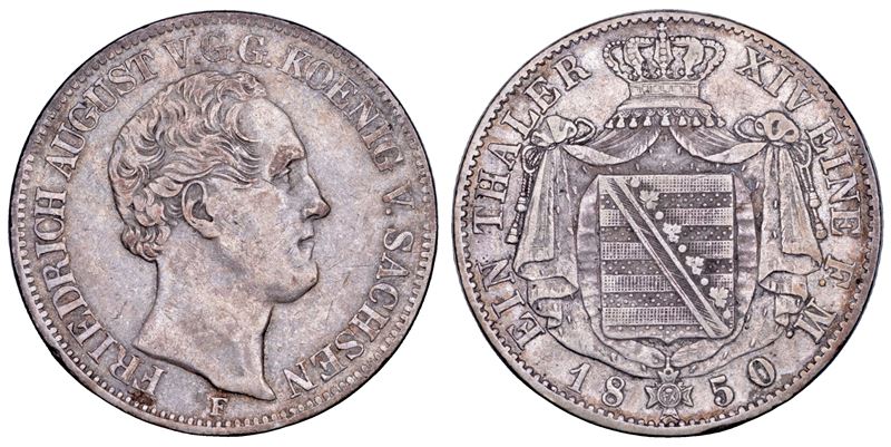 GERMANIA - SASSONIA ALBERTINA. FRIEDRICH AUGUST II, 1836-1854. Taler 1850. Dresden.  - Auction Numismatics - Cambi Casa d'Aste