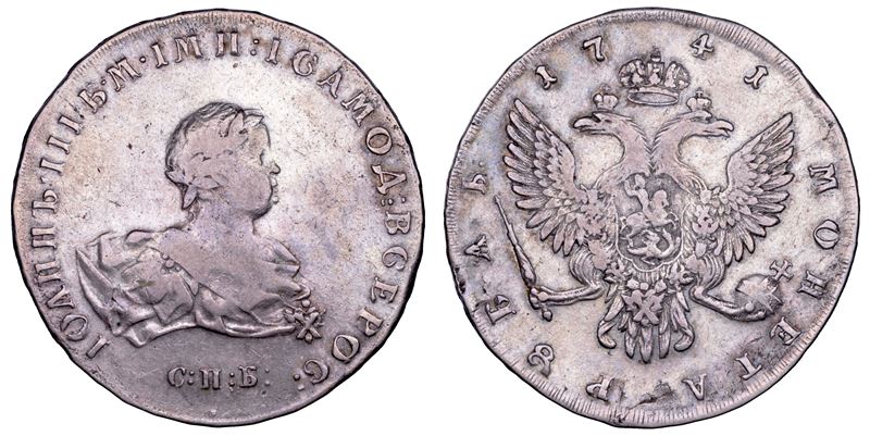 RUSSIA. IVAN III, 1740-1741. Rublo 1741.  - Asta Numismatica - Cambi Casa d'Aste