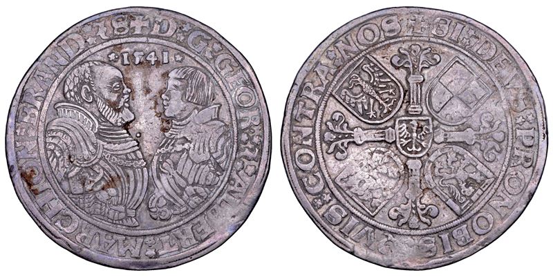 GERMANIA - BRANDENBURG FRANKEN. GEORG E ALBRECHT, 1527-1543. Taler 1541.  - Auction Numismatics - Cambi Casa d'Aste