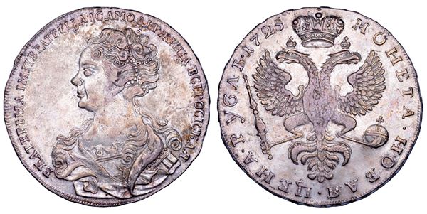 RUSSIA. EKATERINA I, 1725-1727. Rublo 1725.