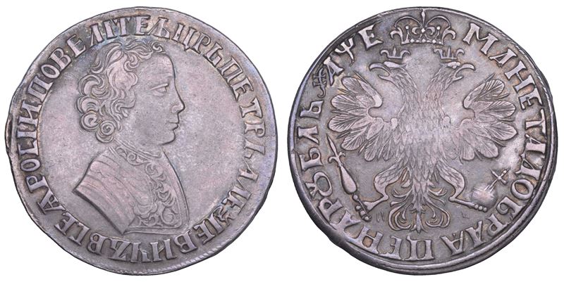 RUSSIA. PETR I, 1682-1725. Rublo 1705.  - Auction Numismatics - Cambi Casa d'Aste