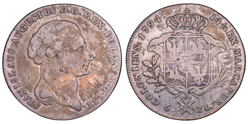 POLONIA. STANISLAW AUGUST PONIATOWSKI, 1764-1795. Taler (6 Zlotych) 1794.  - Asta Numismatica - Cambi Casa d'Aste
