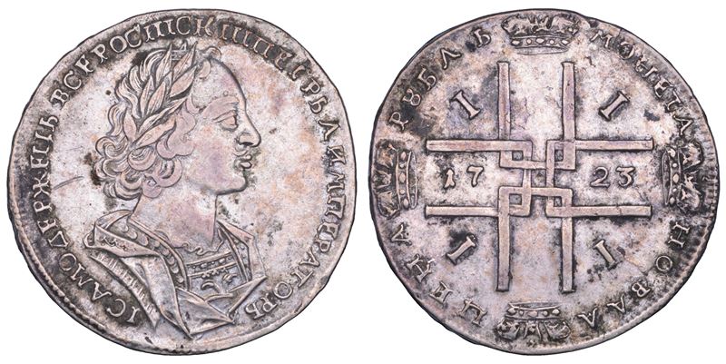 RUSSIA. PETR I, 1682-1725. Rublo 1723.  - Asta Numismatica - Cambi Casa d'Aste