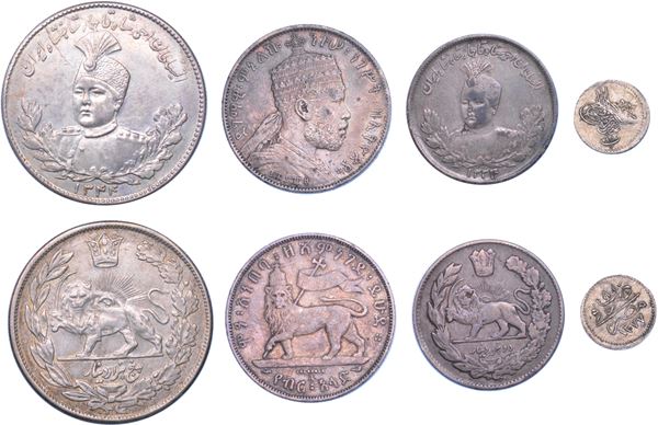 ETIOPIA ED IRAN. Lotto di quattro monete.