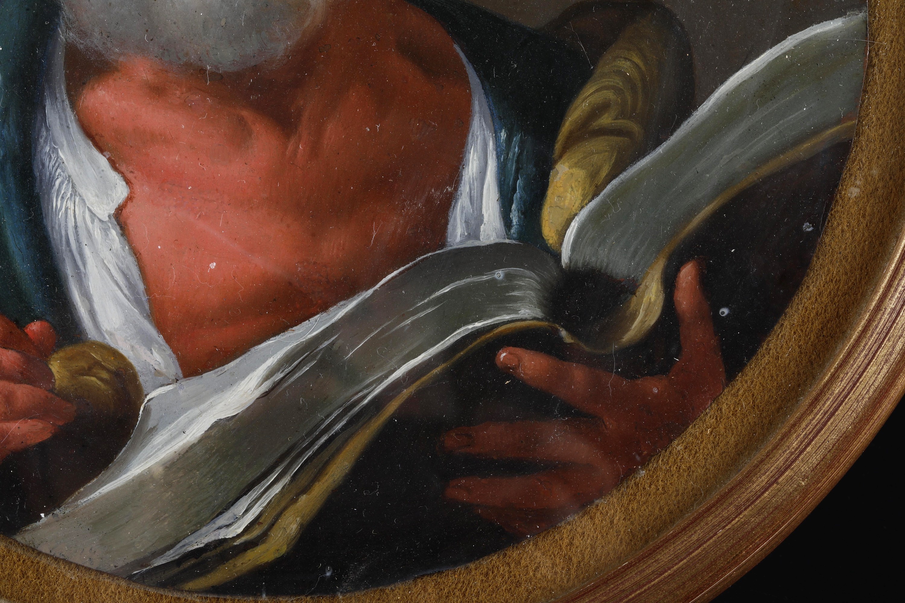Scuola genovese del XVII secolo, San Pietro, olio su rame circolare