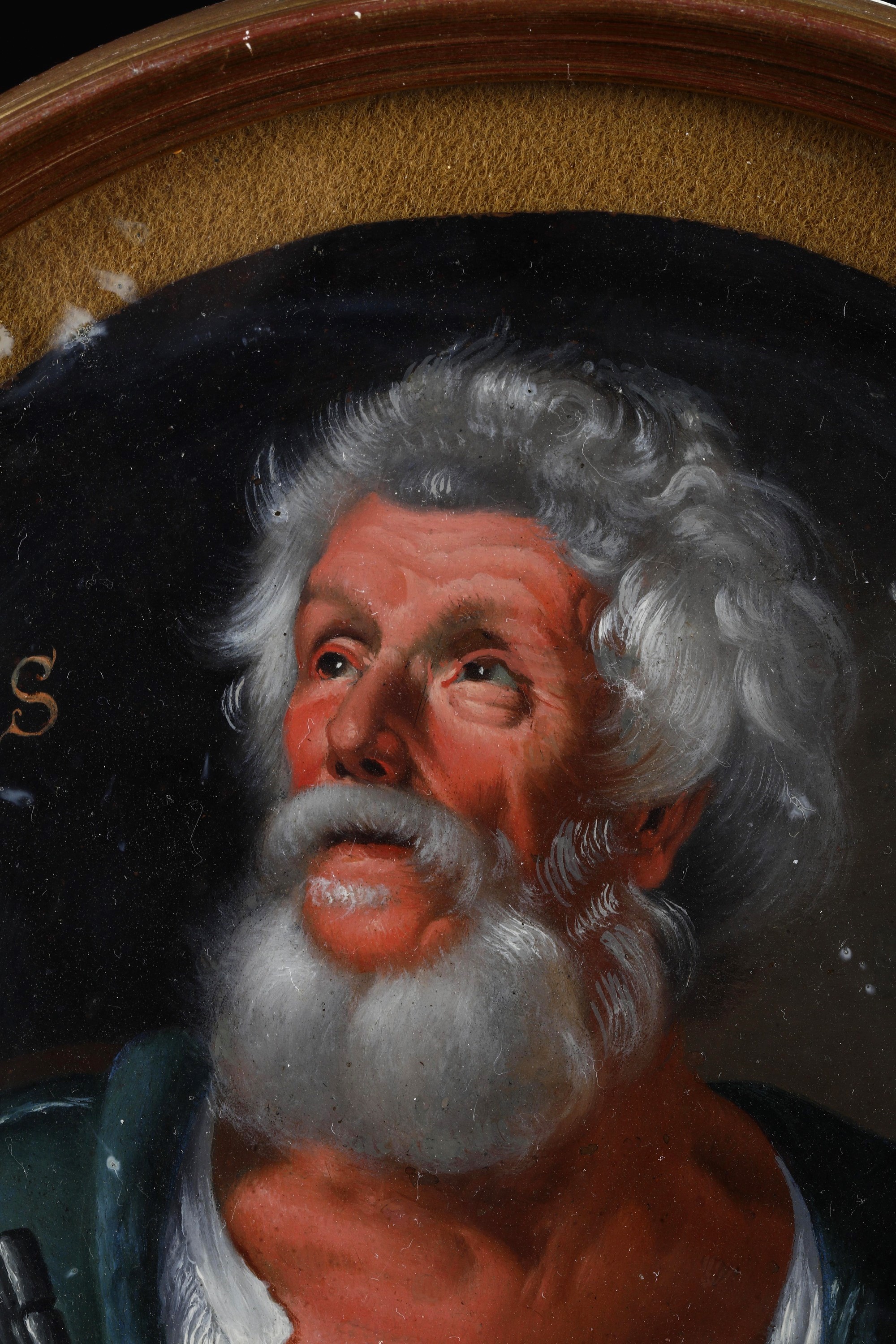 Scuola genovese del XVII secolo, San Pietro, olio su rame circolare