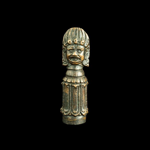 Phurba in bronzo raffigurante Mahakala, Tibet, XIX secolo