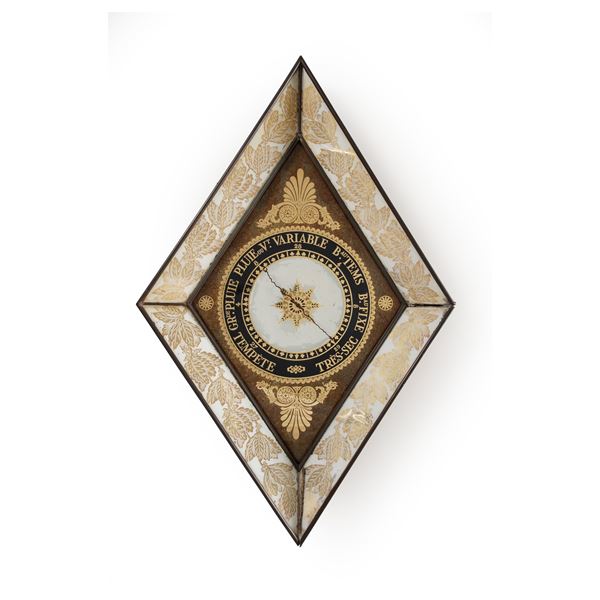 Barometro da parete in vetro dipinto. Francia XX secolo