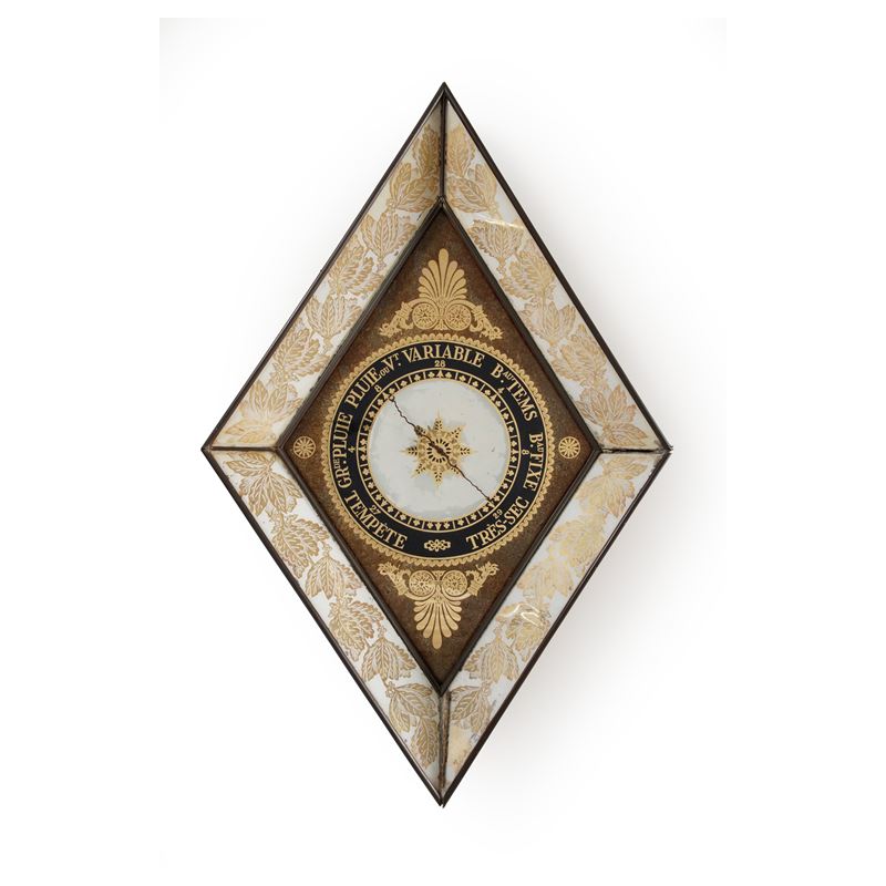 Barometro da parete in vetro dipinto. Francia XX secolo  - Auction Antiques - Cambi Casa d'Aste