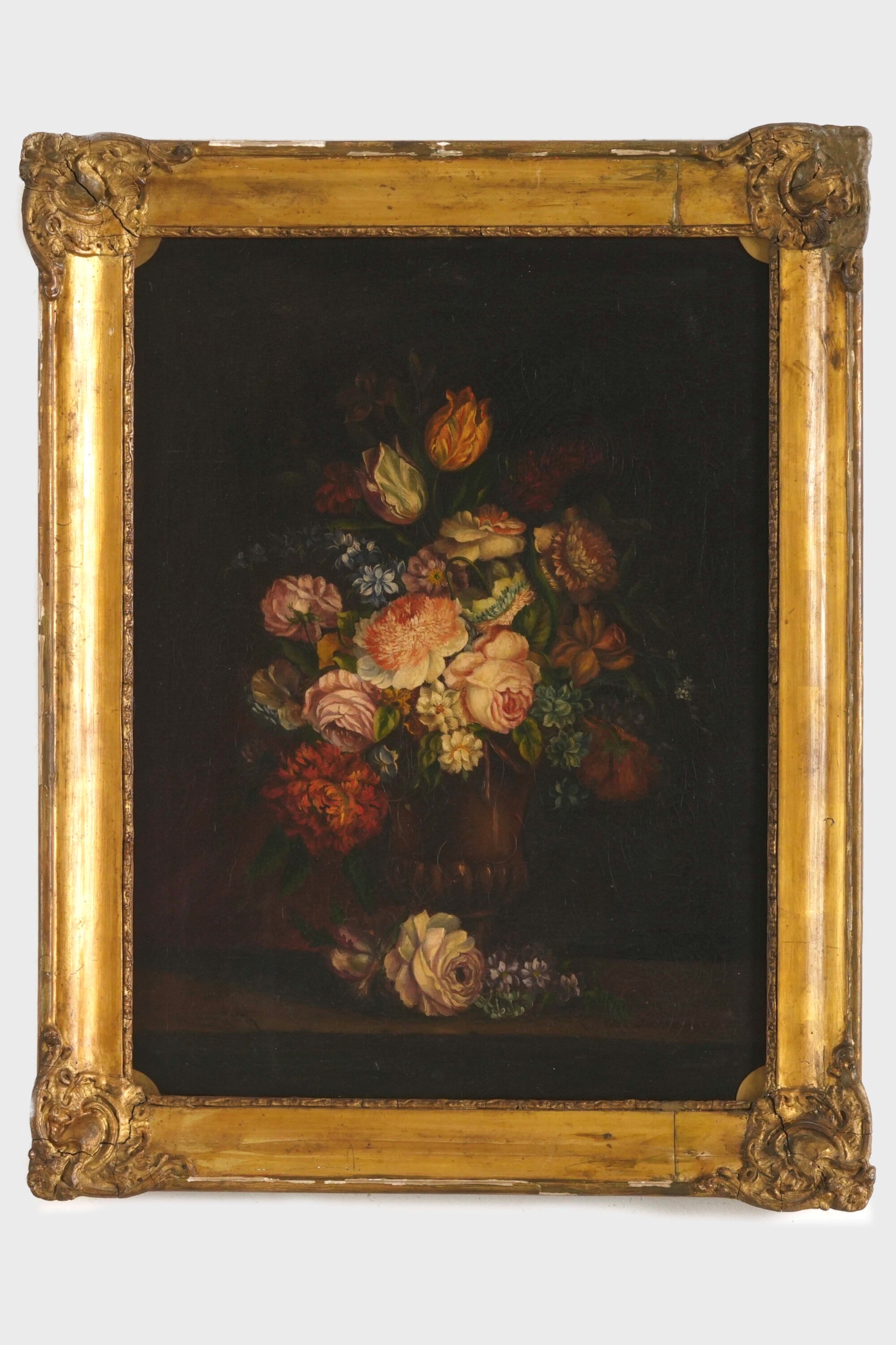 Scuola del XIX secolo, Nature morte con vasi di fiori, olio su tela