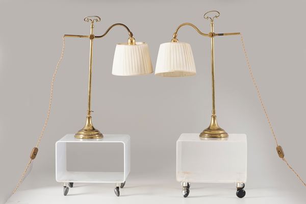 Coppia di abat jour in metallo dorato