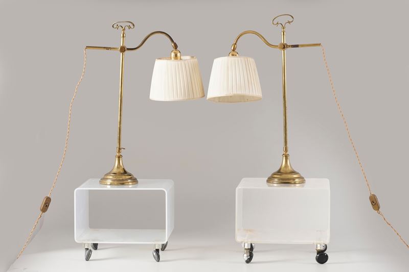 Coppia di abat jour in metallo dorato  - Auction Antiques - Cambi Casa d'Aste