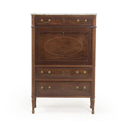 Secretaire, XIX-XX secolo, in legno con piano in marmo