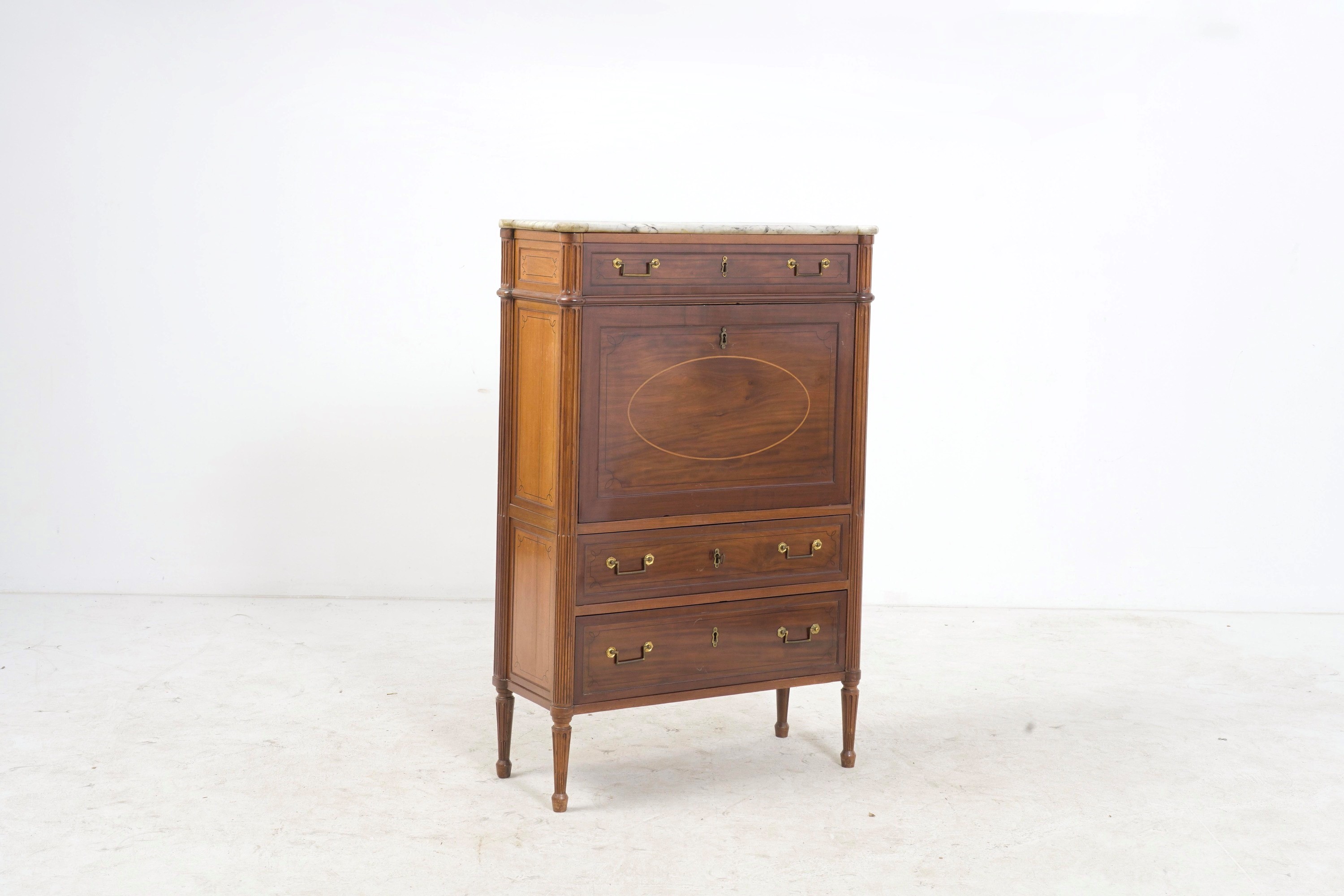 Secretaire, XIX-XX secolo, in legno con piano in marmo