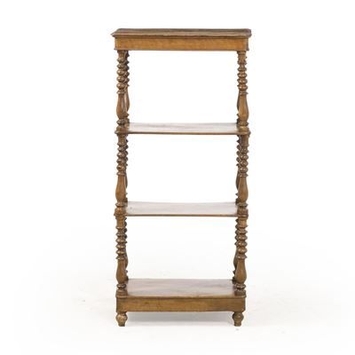 Etagere con montanti torniti, legno, fine XIX secolo