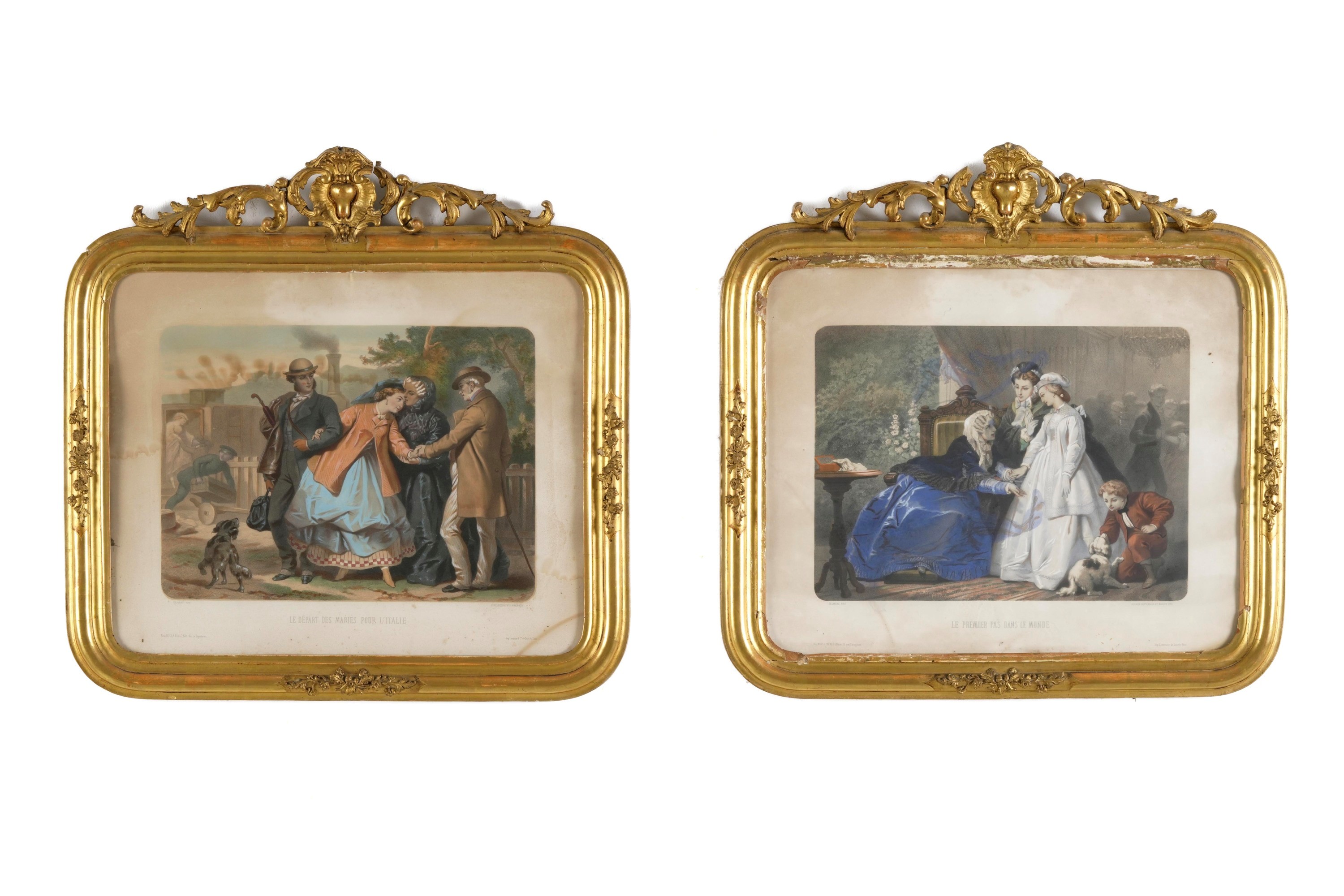 Artista francese del XIX secolo, Serie di quattro stampe con scene di genere