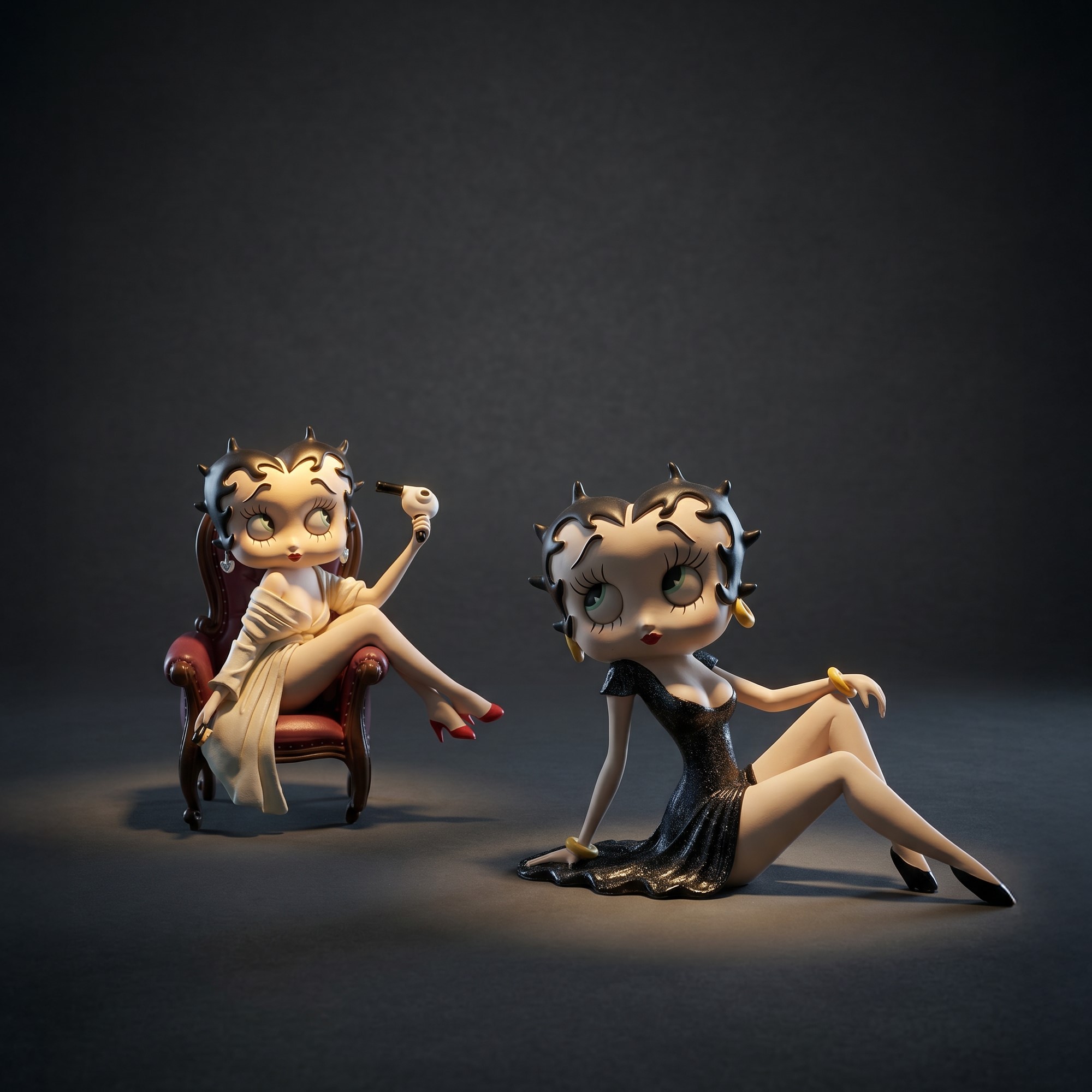 Fleischer Studio - Coppia di statue in resina policroma raffiguranti Betty Boop (2007/2008)