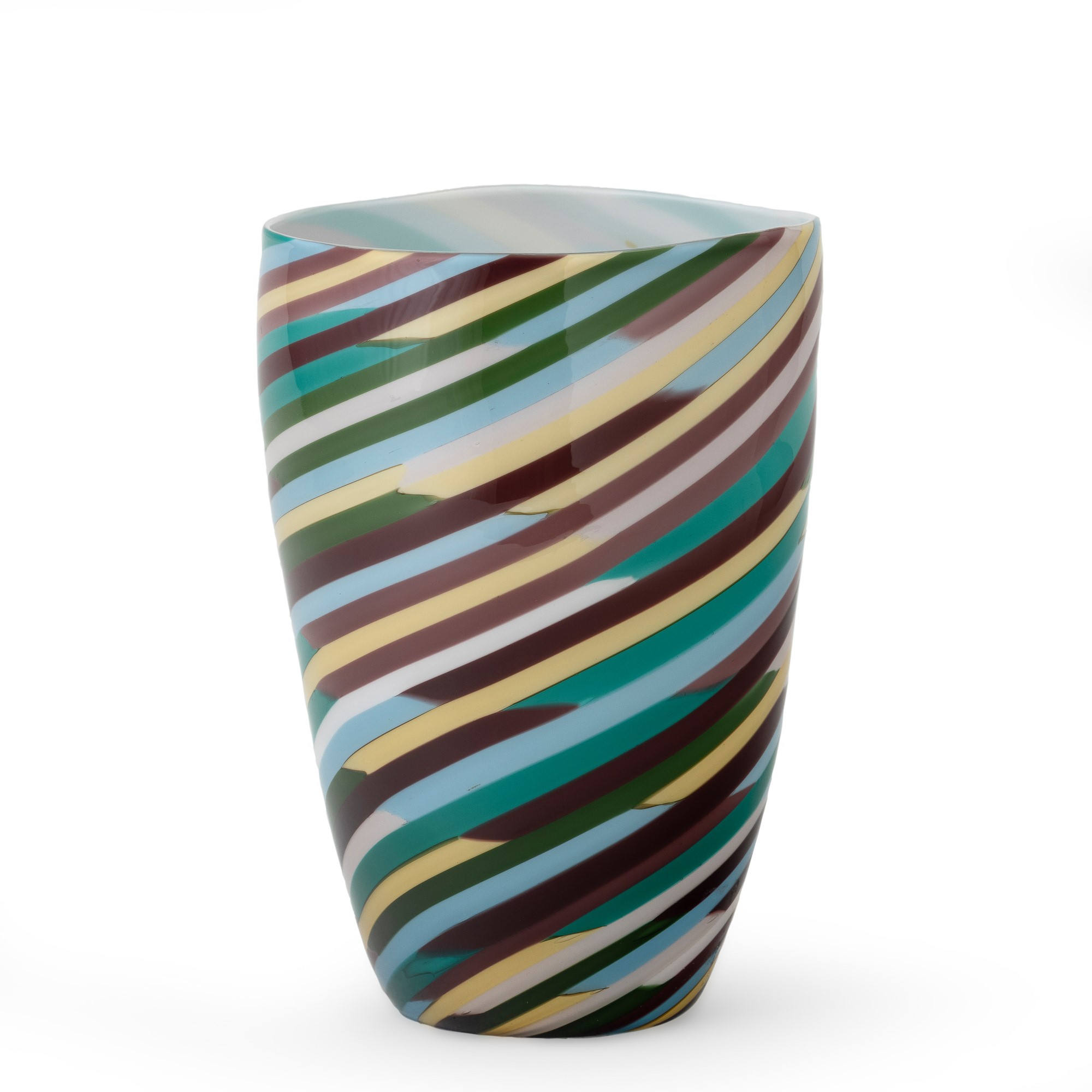 Laura Diaz De Santillana - Vaso Klee in vetro incamiciato con decoro policromo “Italia 82”, Venin...