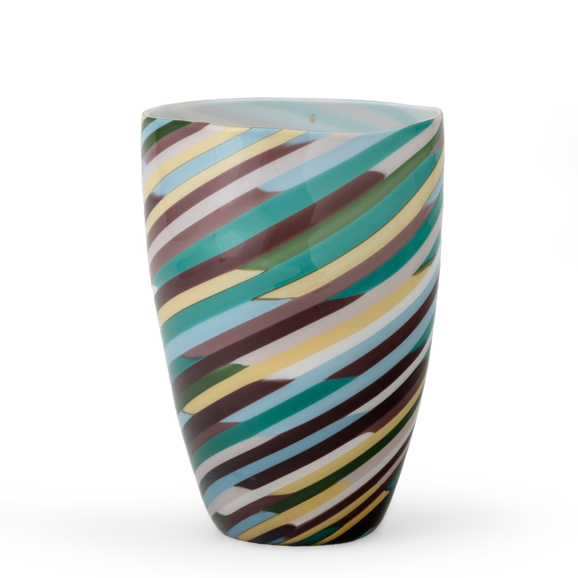 Laura Diaz De Santillana - Vaso Klee in vetro incamiciato con decoro policromo “Italia 82”, Venin...