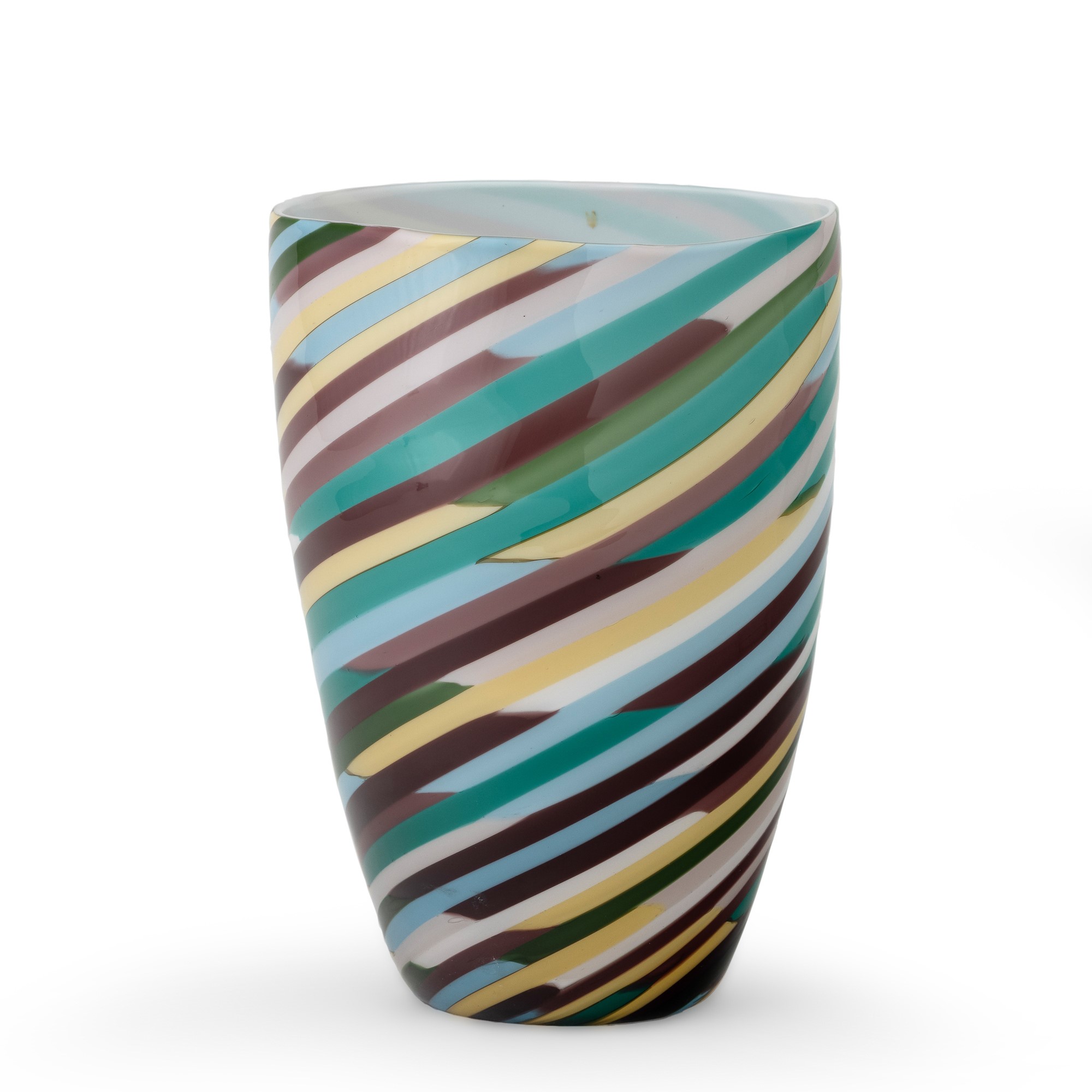 Laura Diaz De Santillana - Vaso Klee in vetro incamiciato con decoro policromo “Italia 82”, Venin...