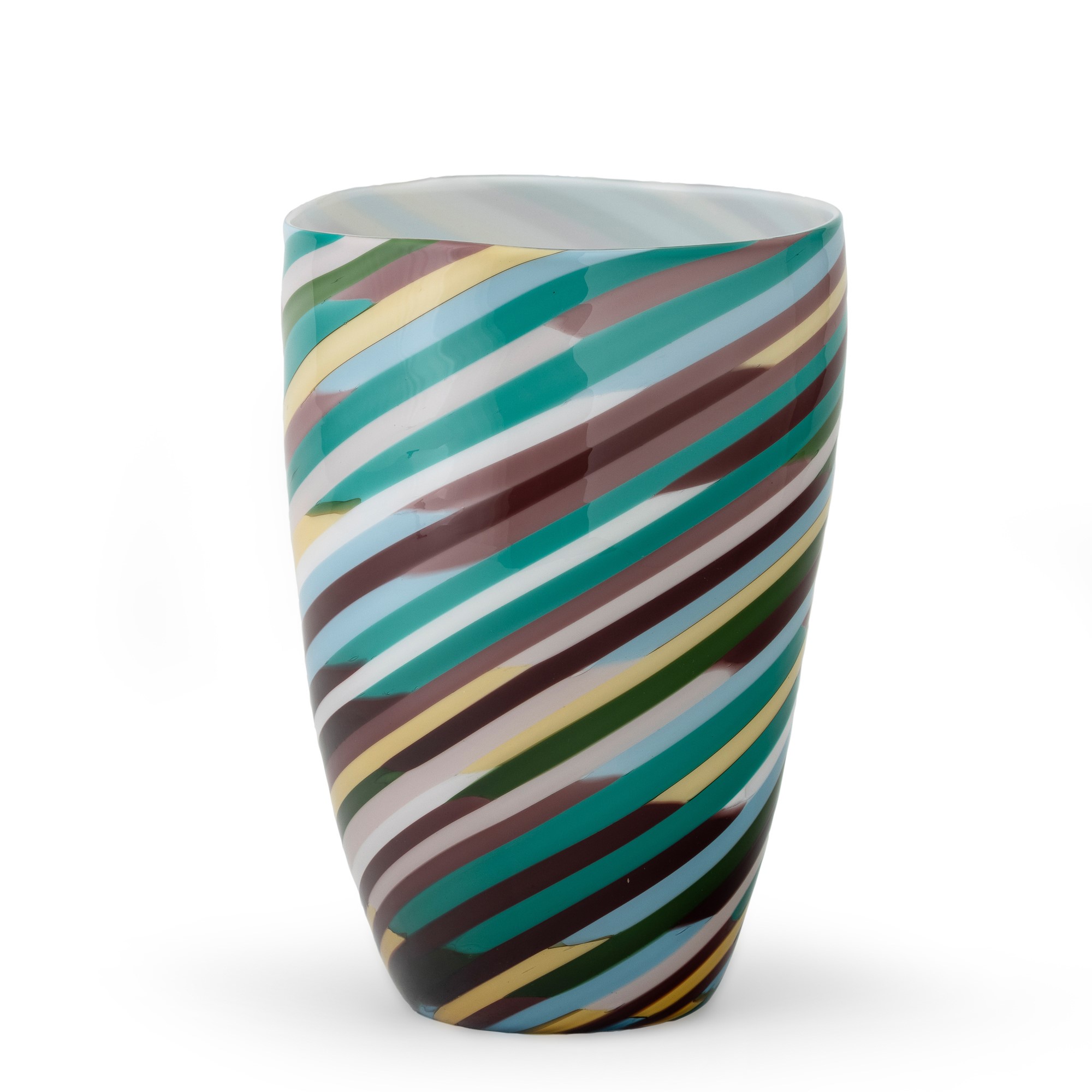 Laura Diaz De Santillana - Vaso Klee in vetro incamiciato con decoro policromo “Italia 82”, Venin...