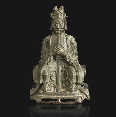 Figura di dignitario, bronzo, Cina, Dinastia Ming, XVII secolo