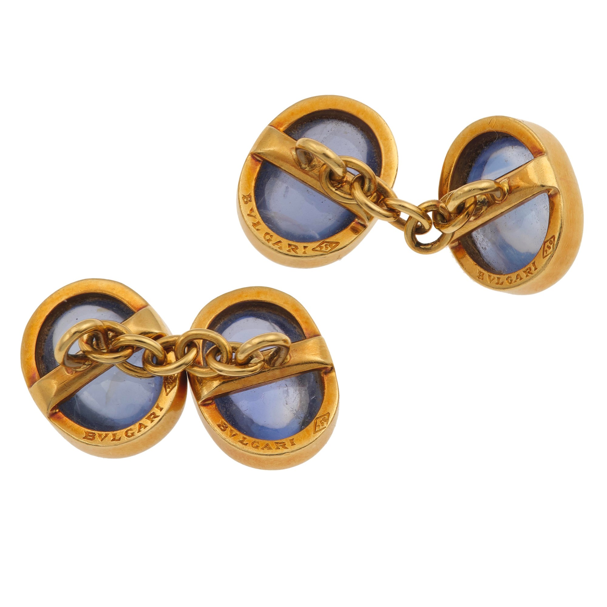 Bulgari. Bottoni da Polso con Zaffiri Taglio Cabochon