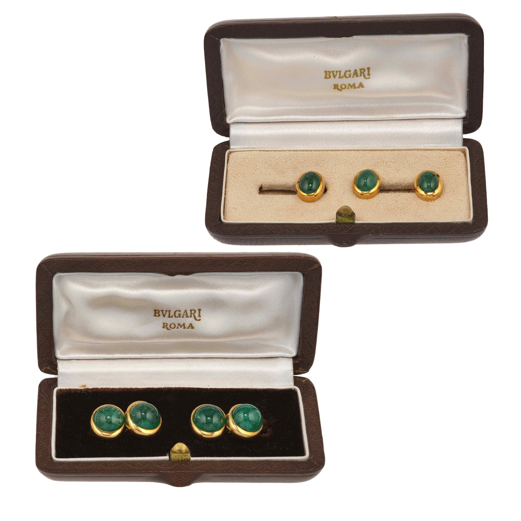 Set Composto da Bottoni da Polso, Firmati Bulgari, e Bottoni da Sparato, Firmati Grima, con Smera...