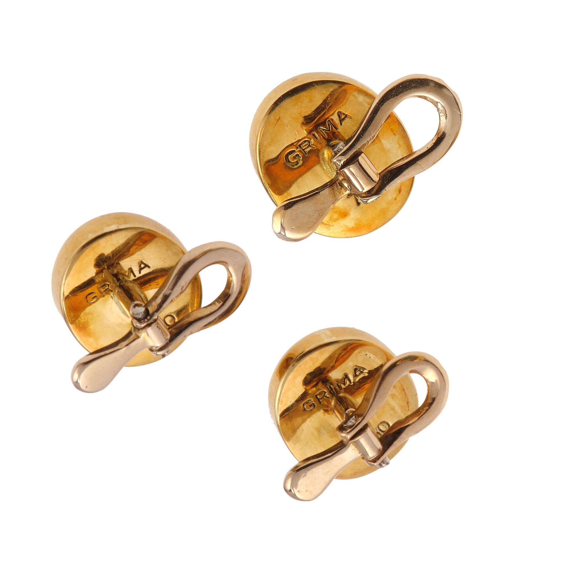 Set Composto da Bottoni da Polso, Firmati Bulgari, e Bottoni da Sparato, Firmati Grima, con Smera...