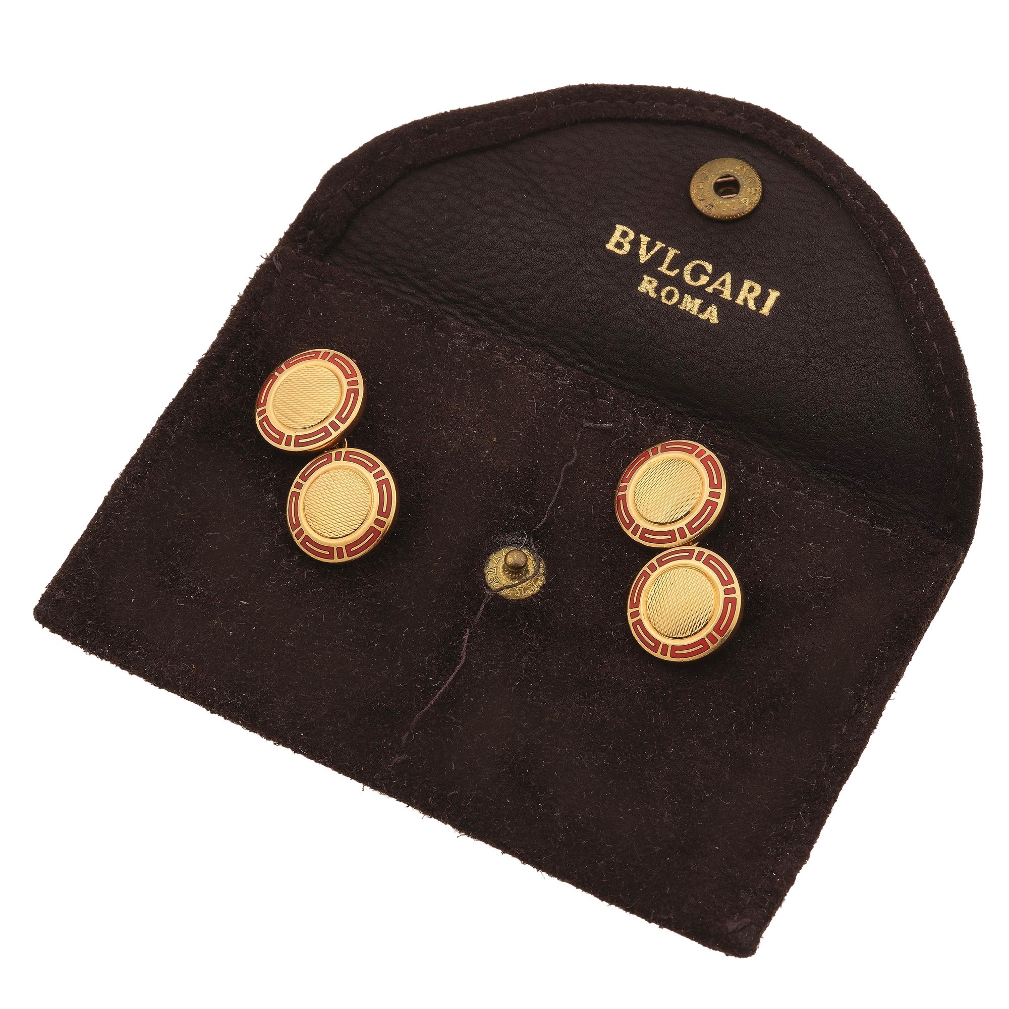 Bulgari. Bottoni da Polso con Smalto Rosso