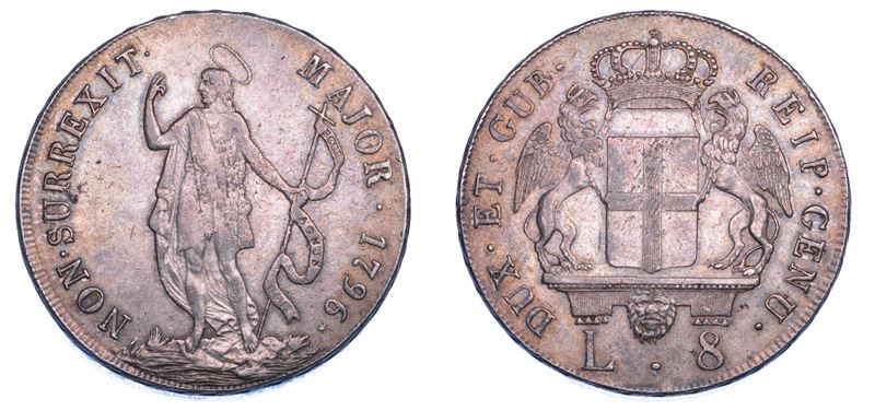 GENOVA. DOGI BIENNALI, 1528-1797. SERIE DELLA III FASE, 1637-1797.   8 Lire 1796.  - Asta Numismatica Light - Cambi Casa d'Aste