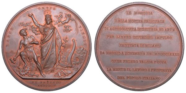REGNO D'ITALIA. UMBERTO I DI SAVOIA, 1878-1900. Medaglia in bronzo 1881. Esposizione Nazionale di Milano.