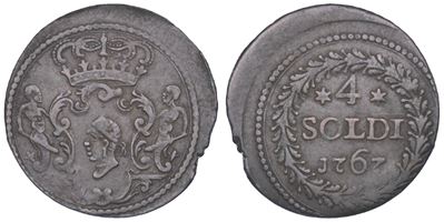 Pasquale Paoli, Moneta da 4 Soldi, Corsica, 1767