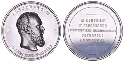 Medaglia in argento, 4° Congresso Internazionale di Diritto Penale, 1890, Alessandro III