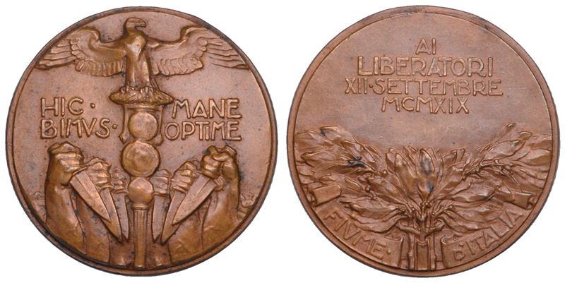 REGNO D’ITALIA - FIUME. Medaglia in bronzo 12 settembre 1919. Presa di Fiume.  - Asta Numismatica - Cambi Casa d'Aste