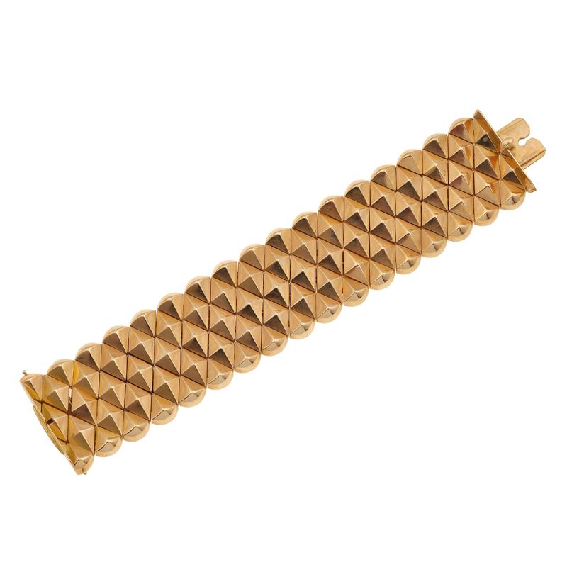 Gold tank bracelet. Hallmark 15VR (Weingrill)  - Auction Fine Jewellery - Cambi Casa d'Aste