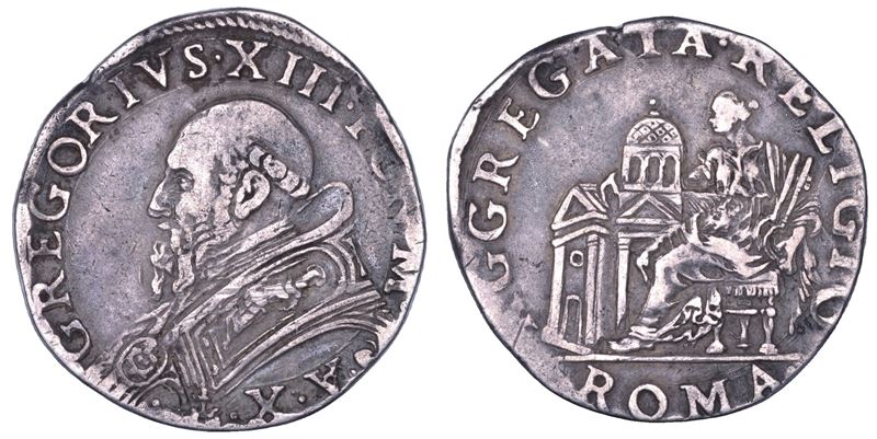 STATO PONTIFICIO. GREGORIO XIII, 1572-1585. Testone A. X.  - Asta Numismatica - Cambi Casa d'Aste
