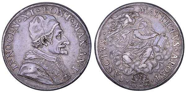 STATO PONTIFICIO. INNOCENZO XI, 1676-1689.  Piastra A. I. Roma.