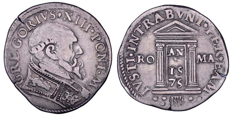 STATO PONTIFICIO. GREGORIO XIII, 1572-1585.   Testone 1575. Anno Santo.  - Auction Numismatics - Cambi Casa d'Aste