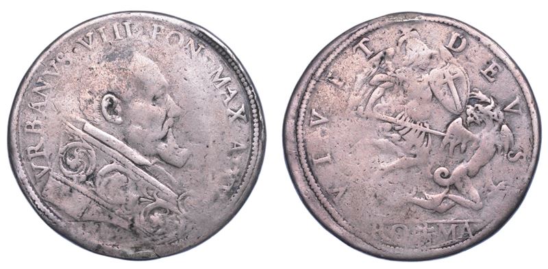 STATO PONTIFICIO. URBANO VIII, 1623-1644.  Piastra A. XX.  - Auction Light Numismatics - Cambi Casa d'Aste